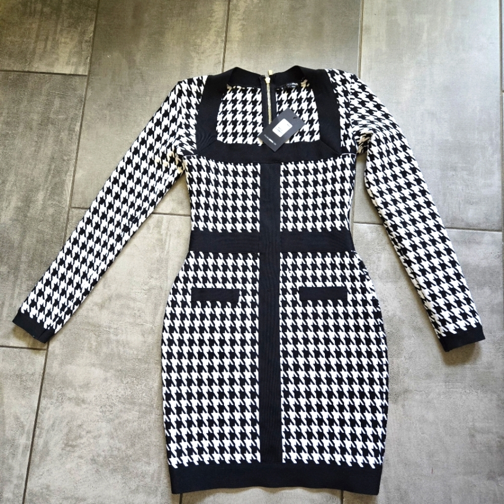 BNWT Fashion Nova Houndstooth Stretchy Dress Medium